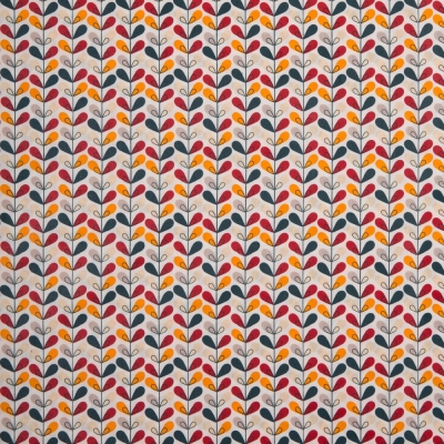 Beschichtete Baumwolle "Luna" Blüten Blätter bunt